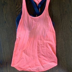 Blue and salmon athleta top